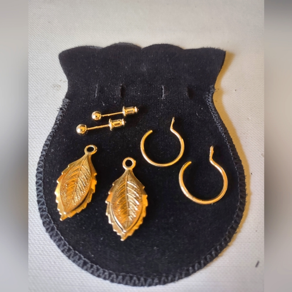 3 pair Goldtone earrings